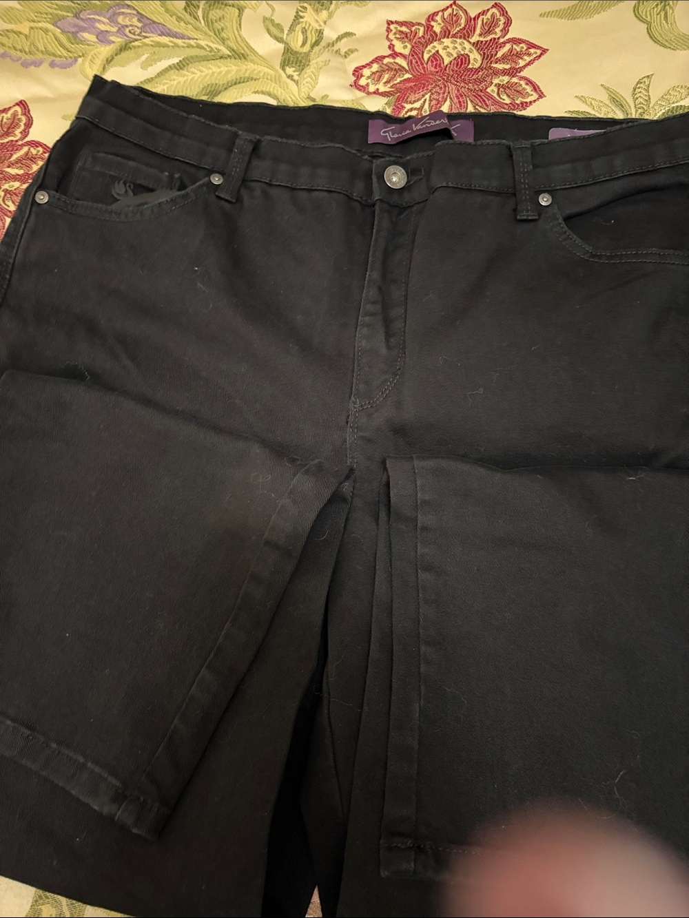 Gloria Vanderbilt Black Waistband Pants with Purple Label